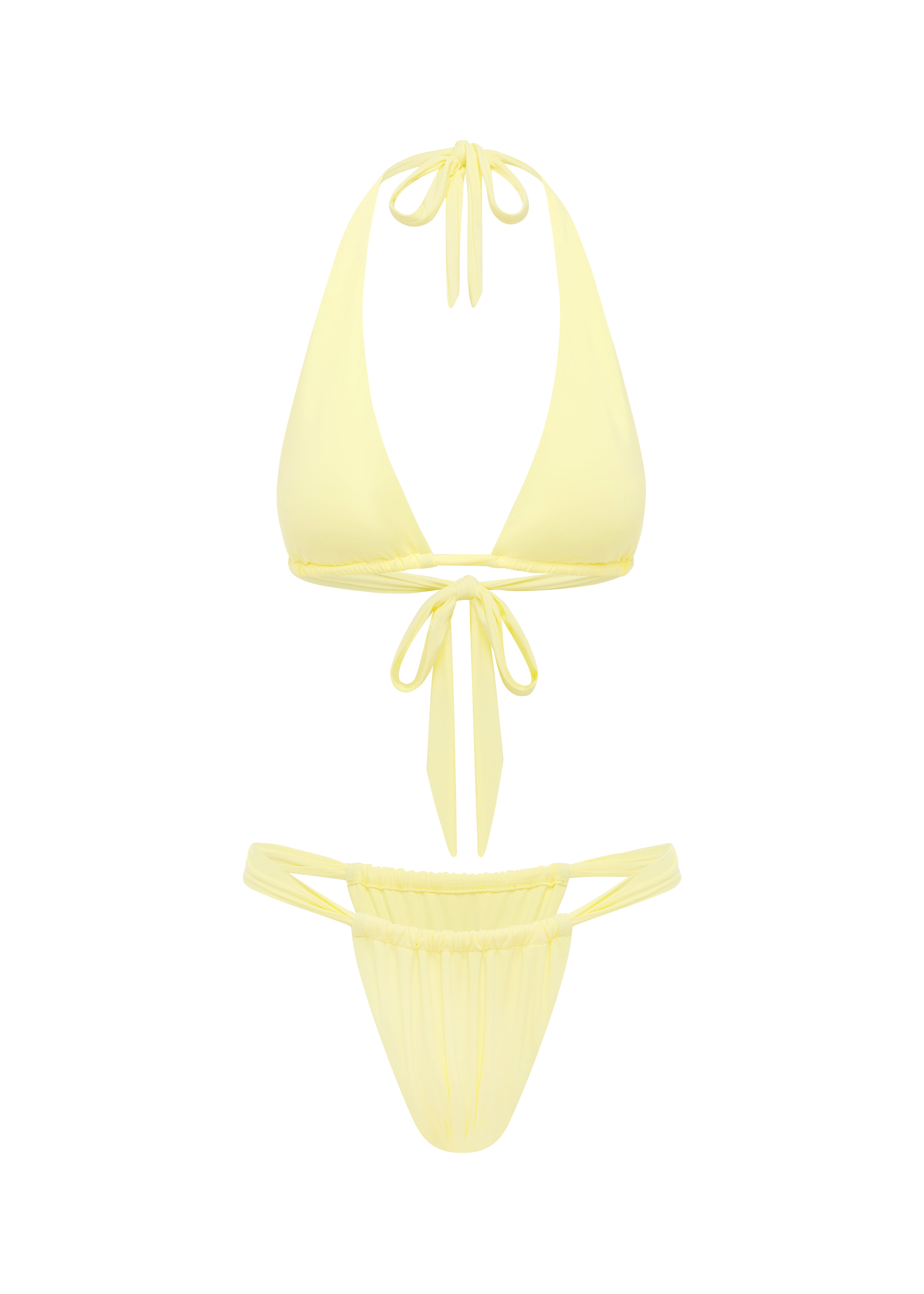 Yellow bikini set on a white background