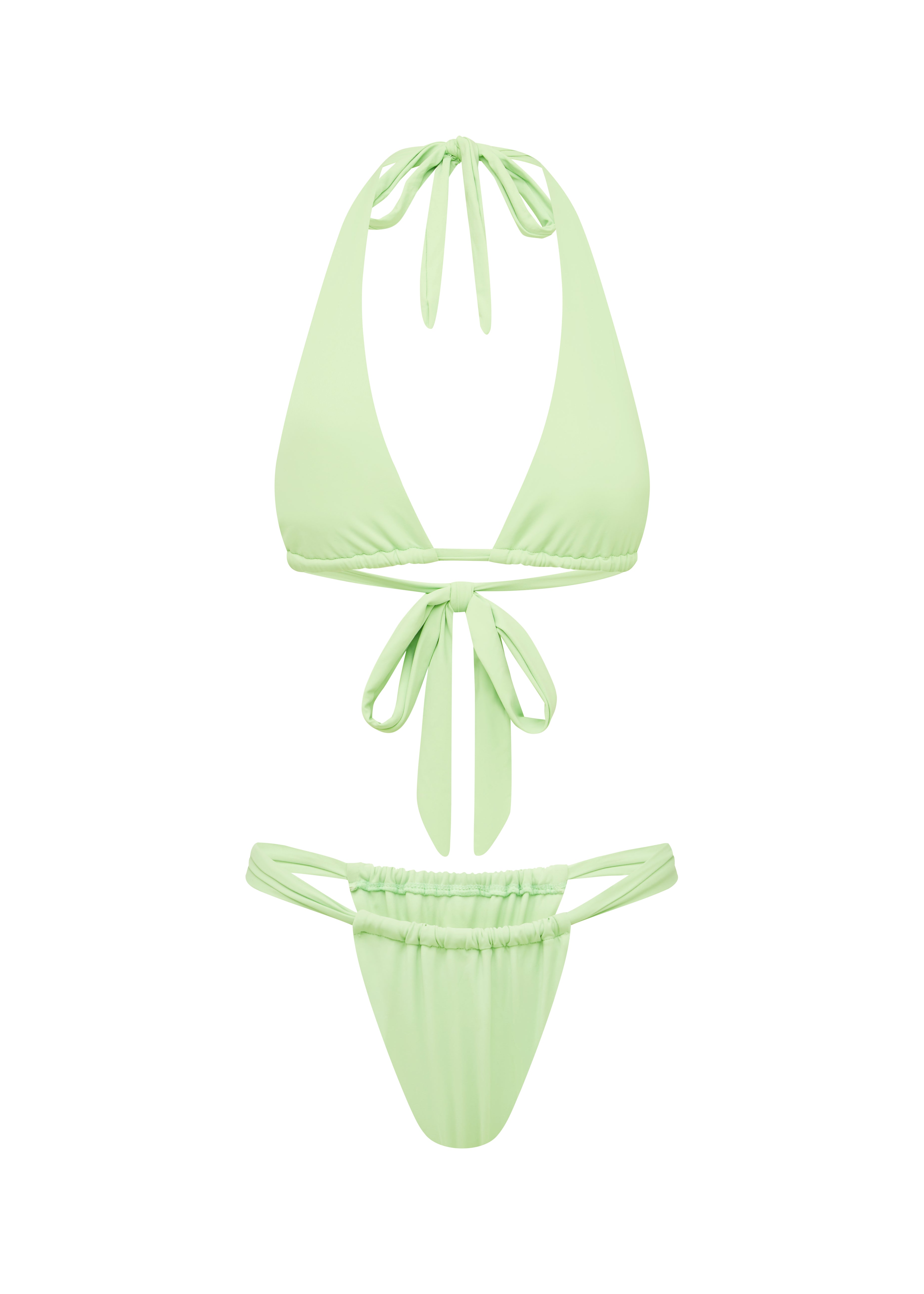 Light green bikini set on a white background