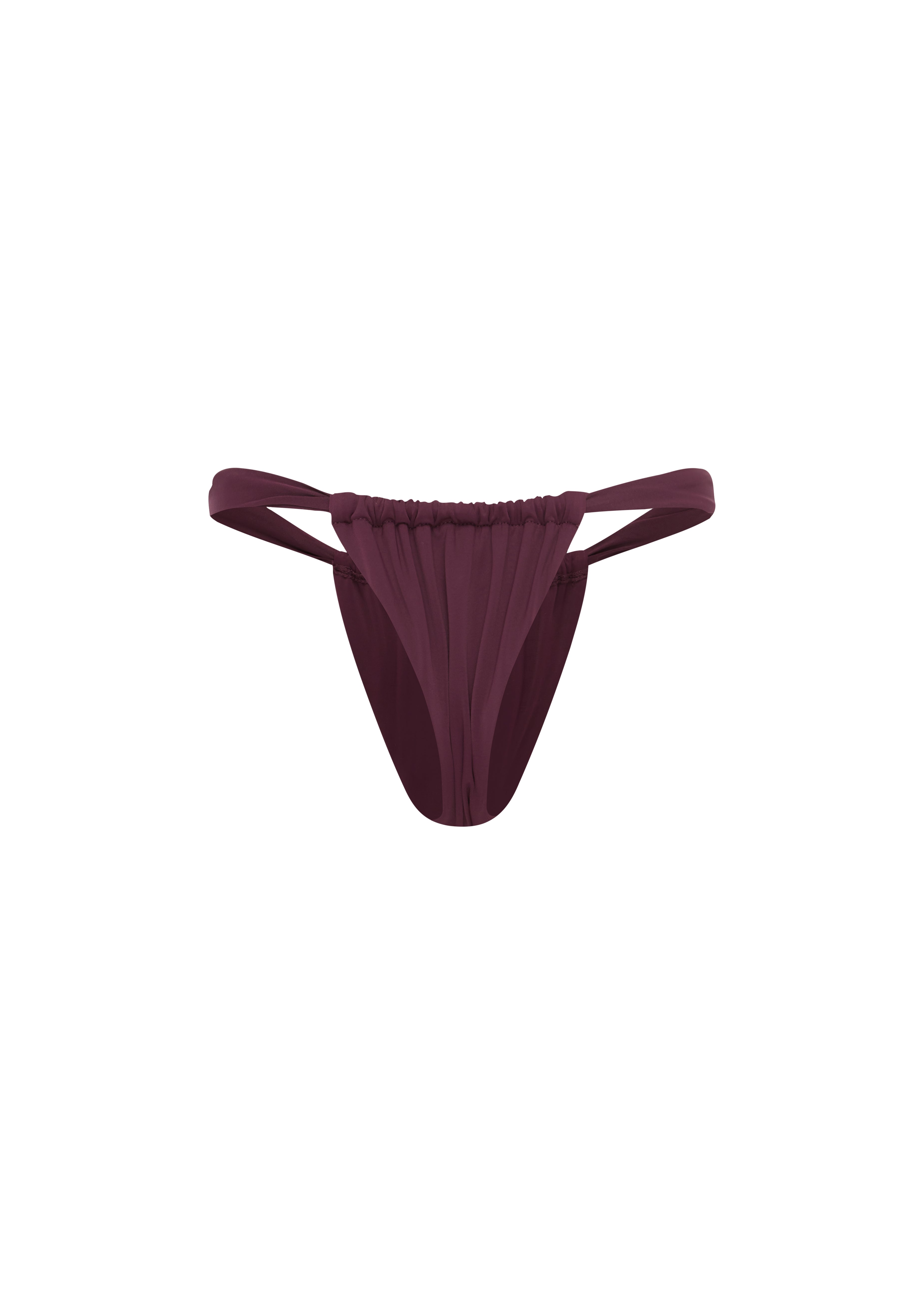 Burgundy bikini bottom on a white background