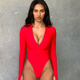 Long Sleeve Leto Swimsuit Red