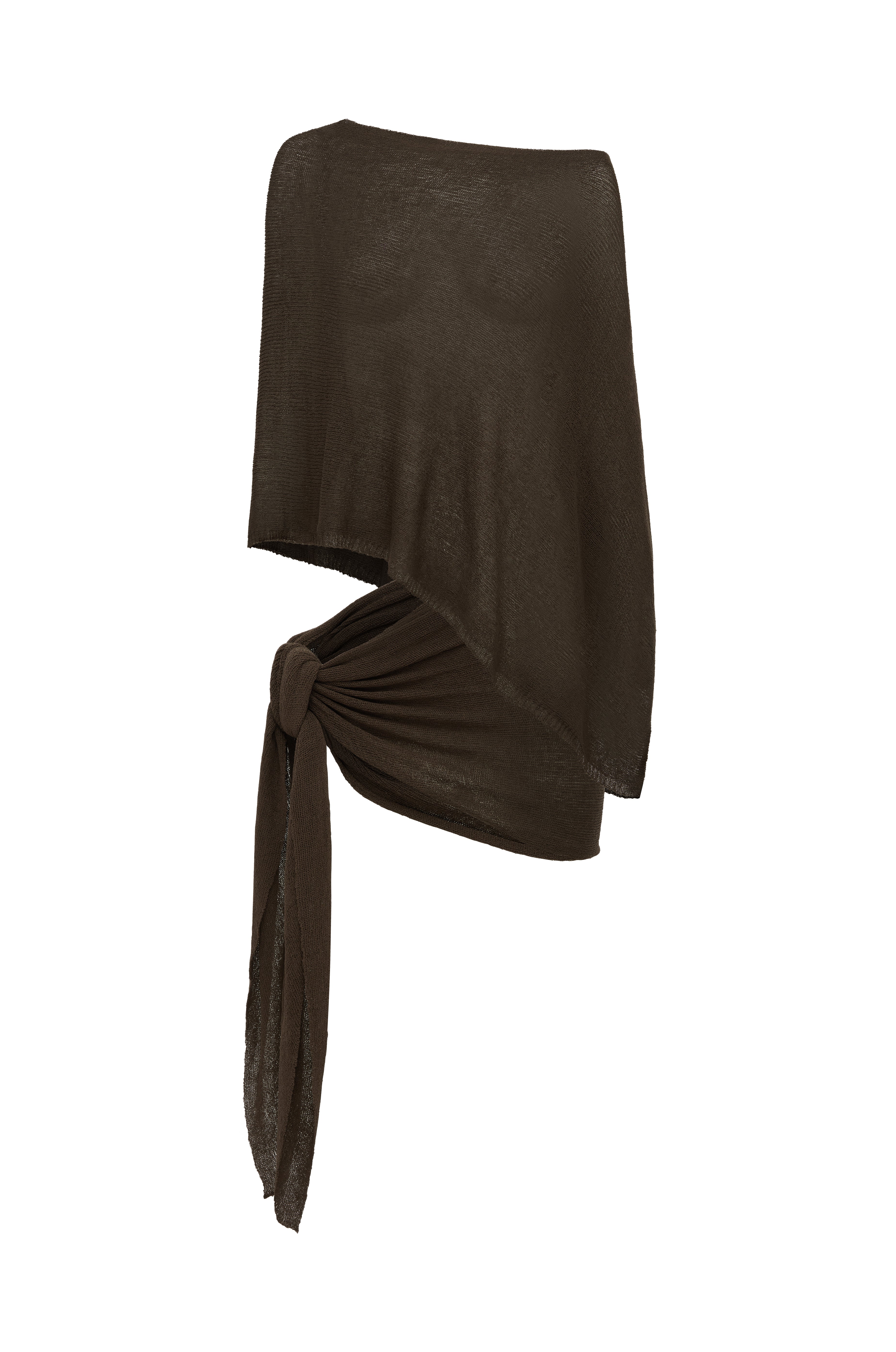 Brown sarong and cape on a white background