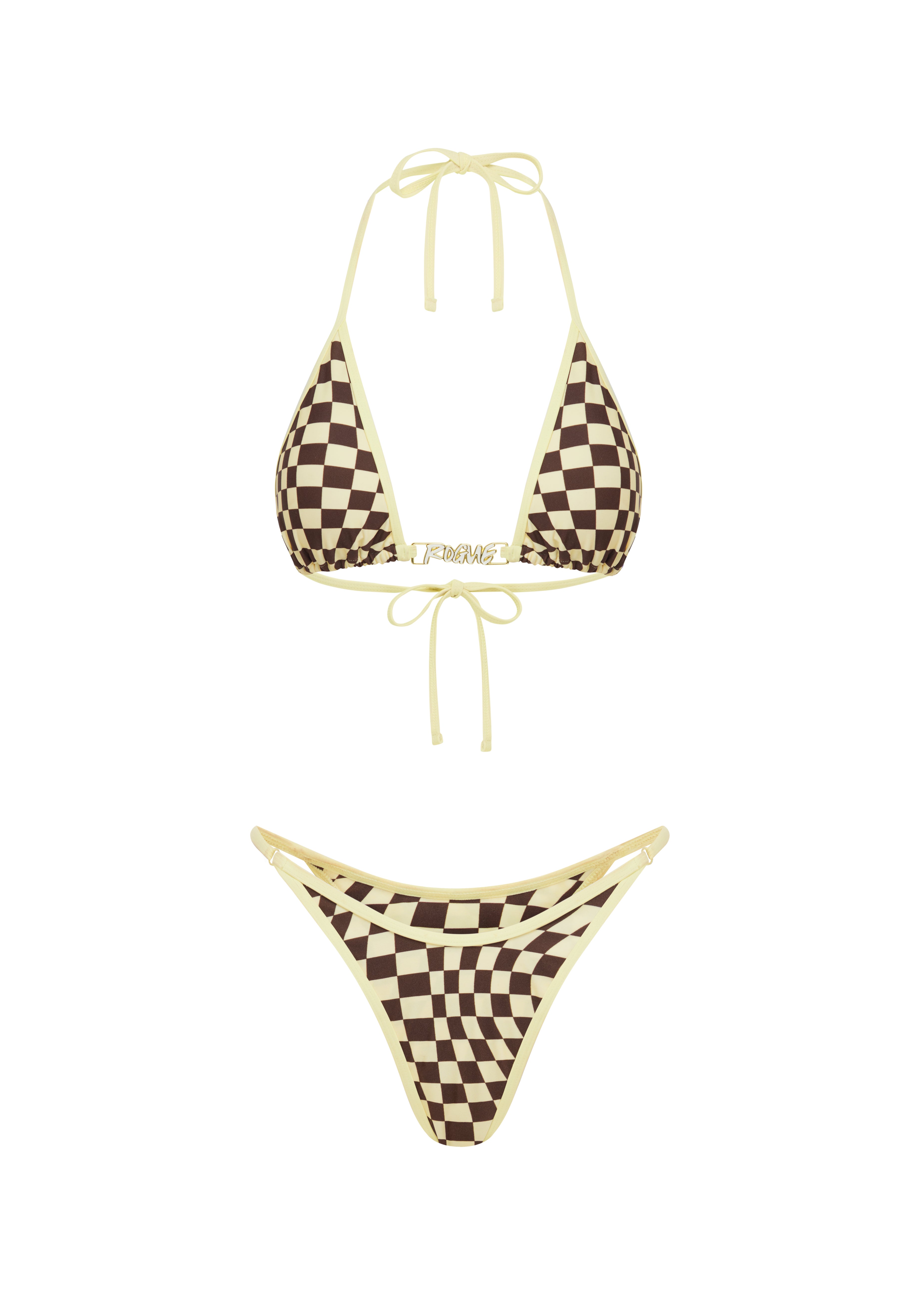 Checkered bikini set on a white background