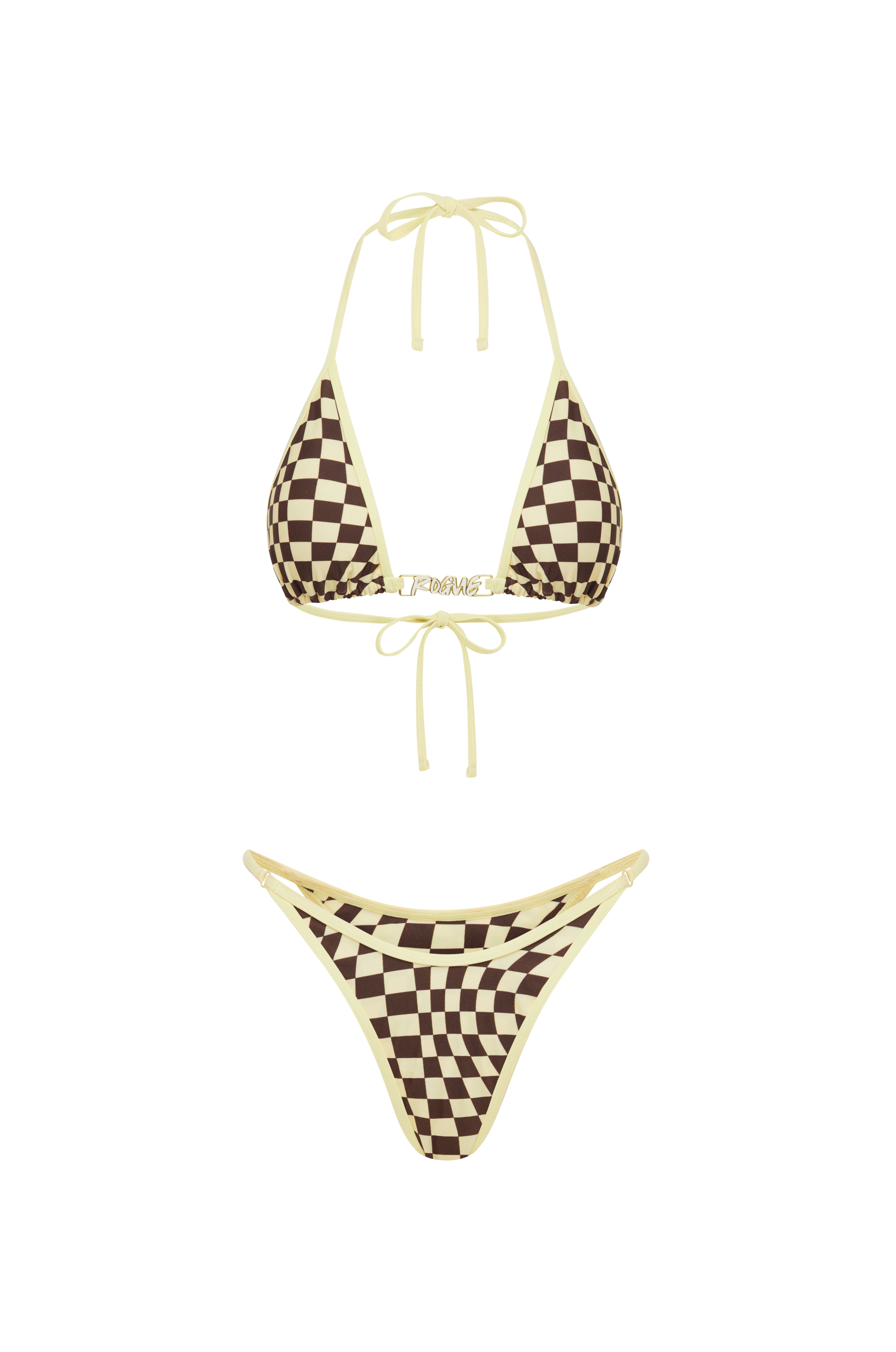Checkered bikini set on a white background