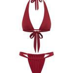 Red bikini set on a white background