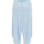 Back image of light blue sheer midi skirt on a white background.