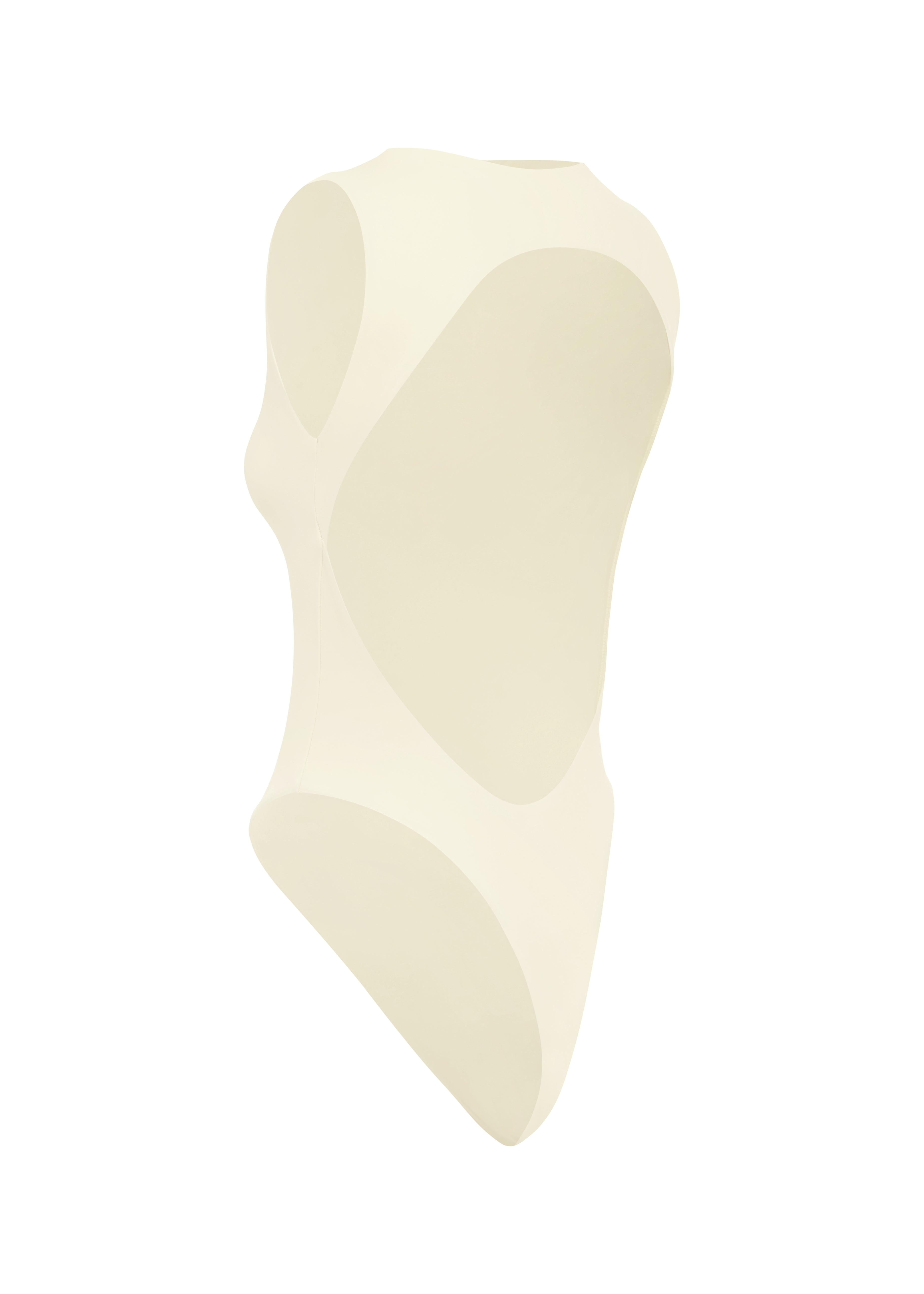 Ivory Swimsuit with an open-back on a white background.