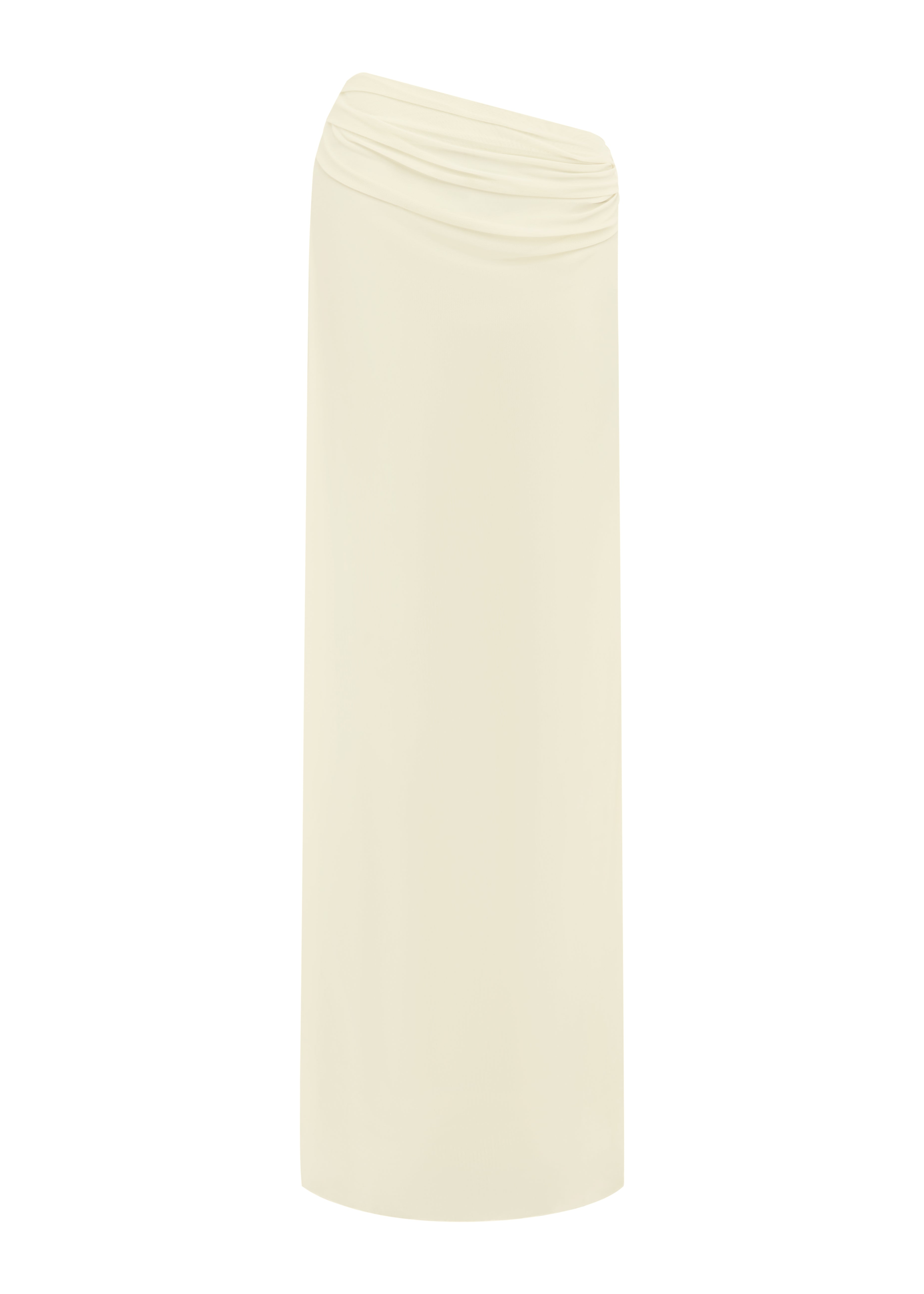  Ivory maxi skirt on a white background.